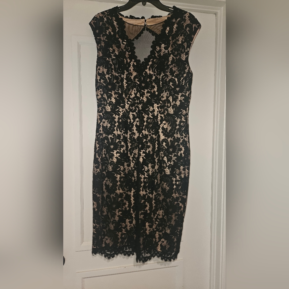Vince Camuto Elegant Black and Cream Lace Dress
